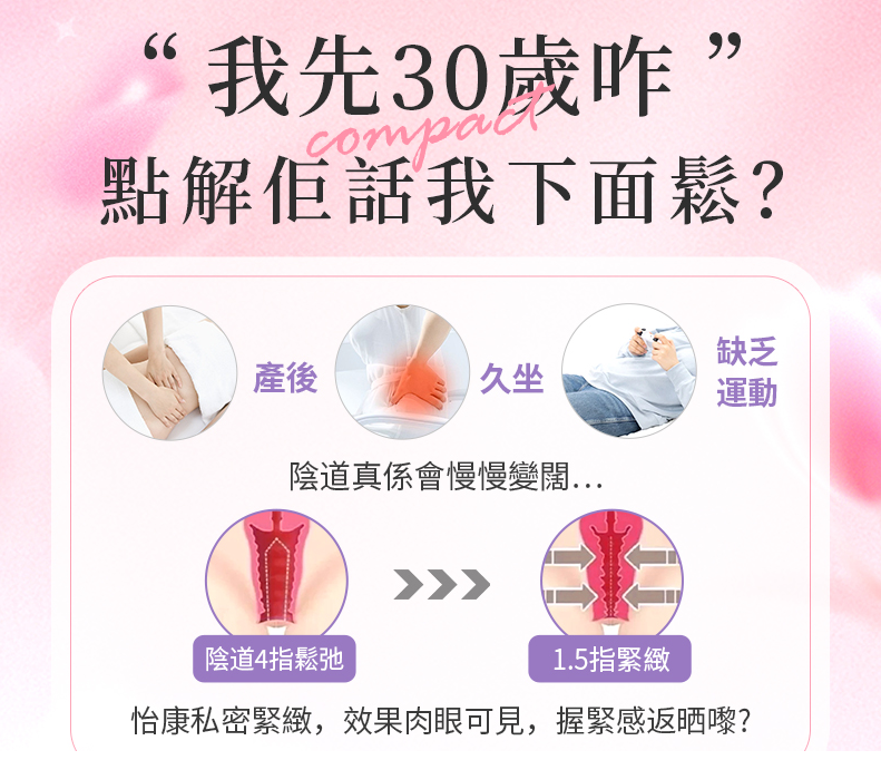 產后松/年紀大唔使愁！幫你重拾陰道緊致，尋回「性」福同自信